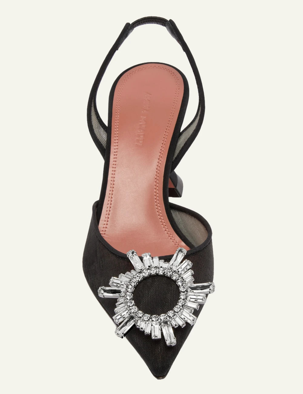 Amina Muaddi Begum Mesh Sling 70 mavro mesh me crystal starburst brooch top view