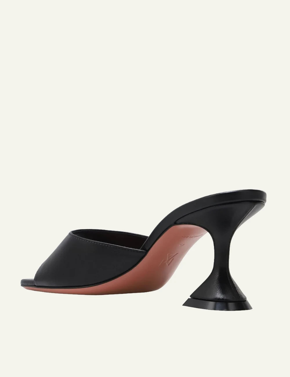 Amina Muaddi Lupita 70 mule mavro dermatinο me sculpted heel 7cm back view