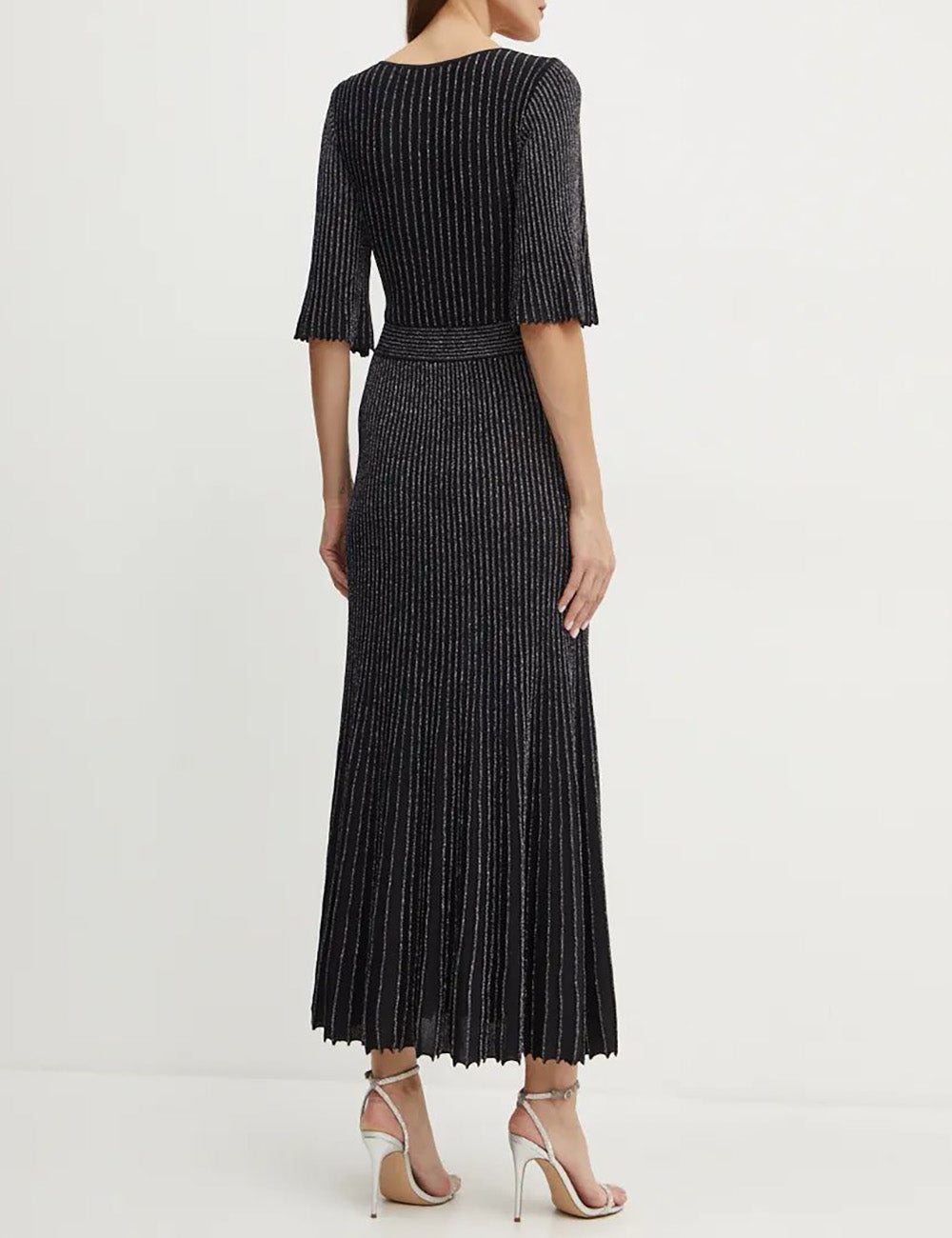 KARL LAGERFELD PLEATED LUREX KNIT DRESS KARL LAGERFELD