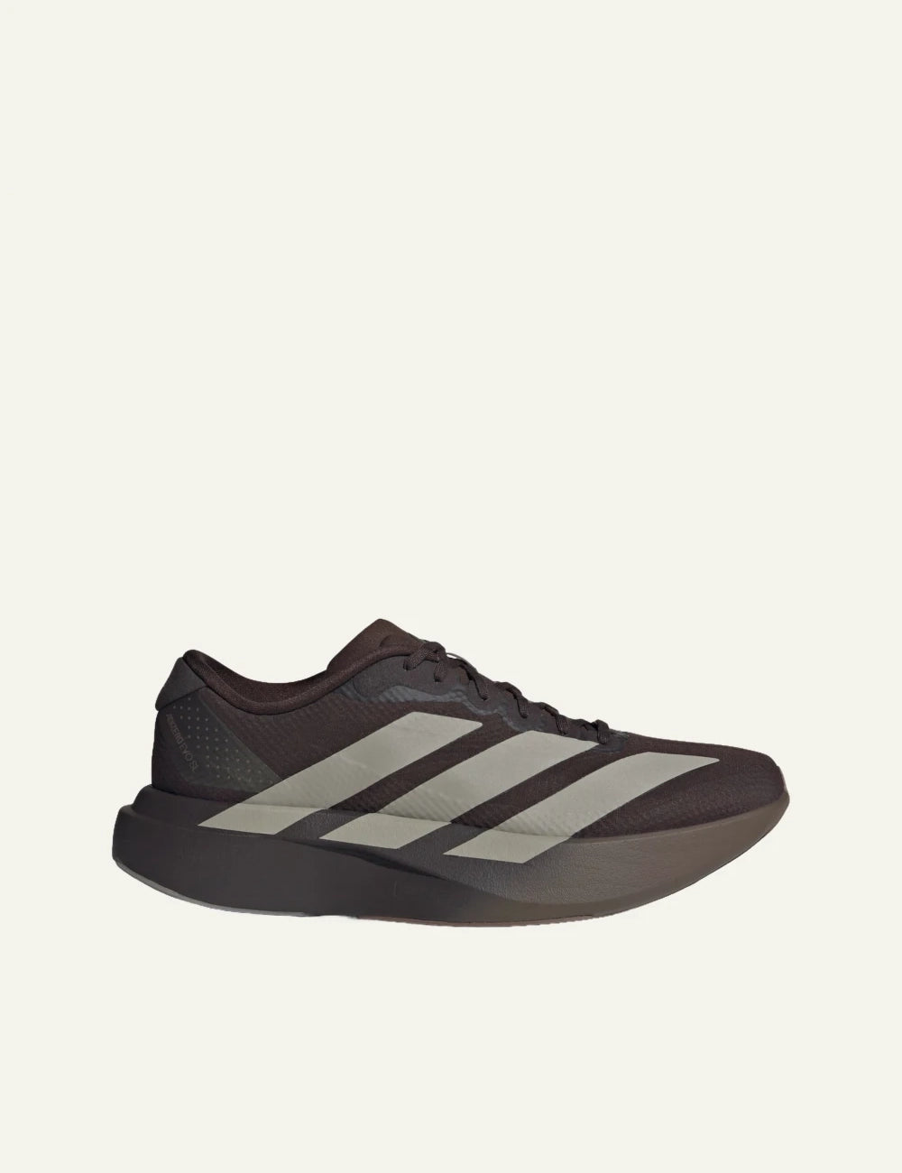 Adidas Adizero EVO SL sneaker se aurora coffee me beige stripes side view