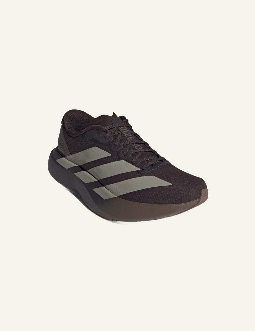 Adidas Adizero EVO SL sneaker se aurora coffee me beige stripes angled view