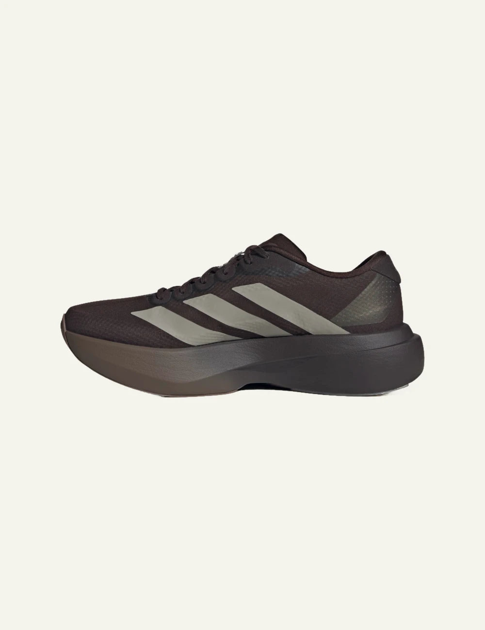 Adidas Adizero EVO SL sneaker se aurora coffee me beige stripes profile view