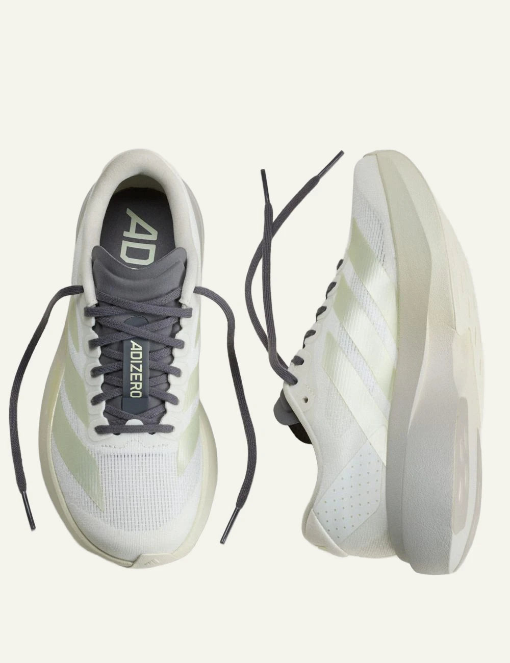 Women's adidas Originals Adizero EVO SL off white running sneakers with LIGHTSTRIKE PRO midsole top