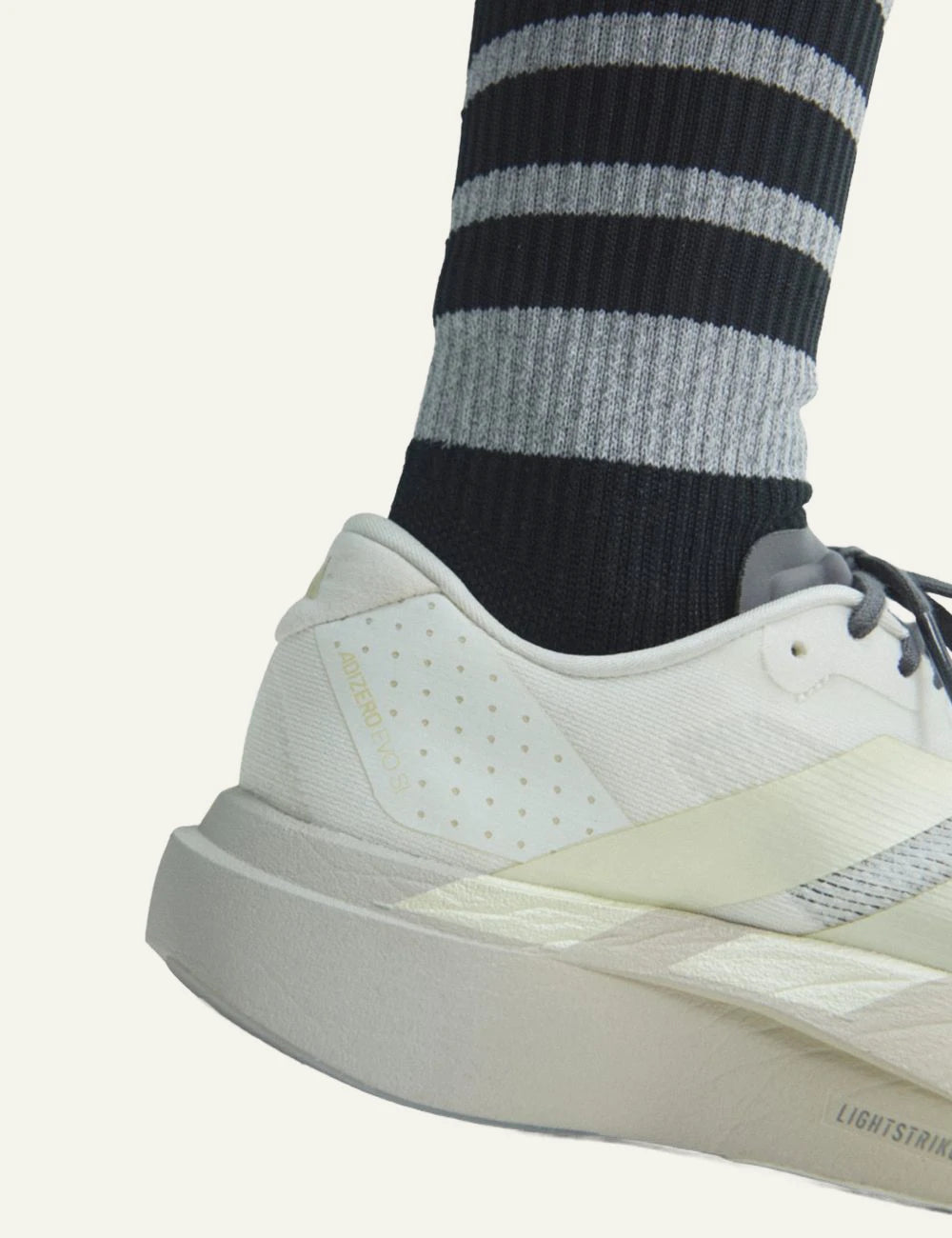 Women's adidas Originals Adizero EVO SL off white running sneakers with LIGHTSTRIKE PRO midsole back