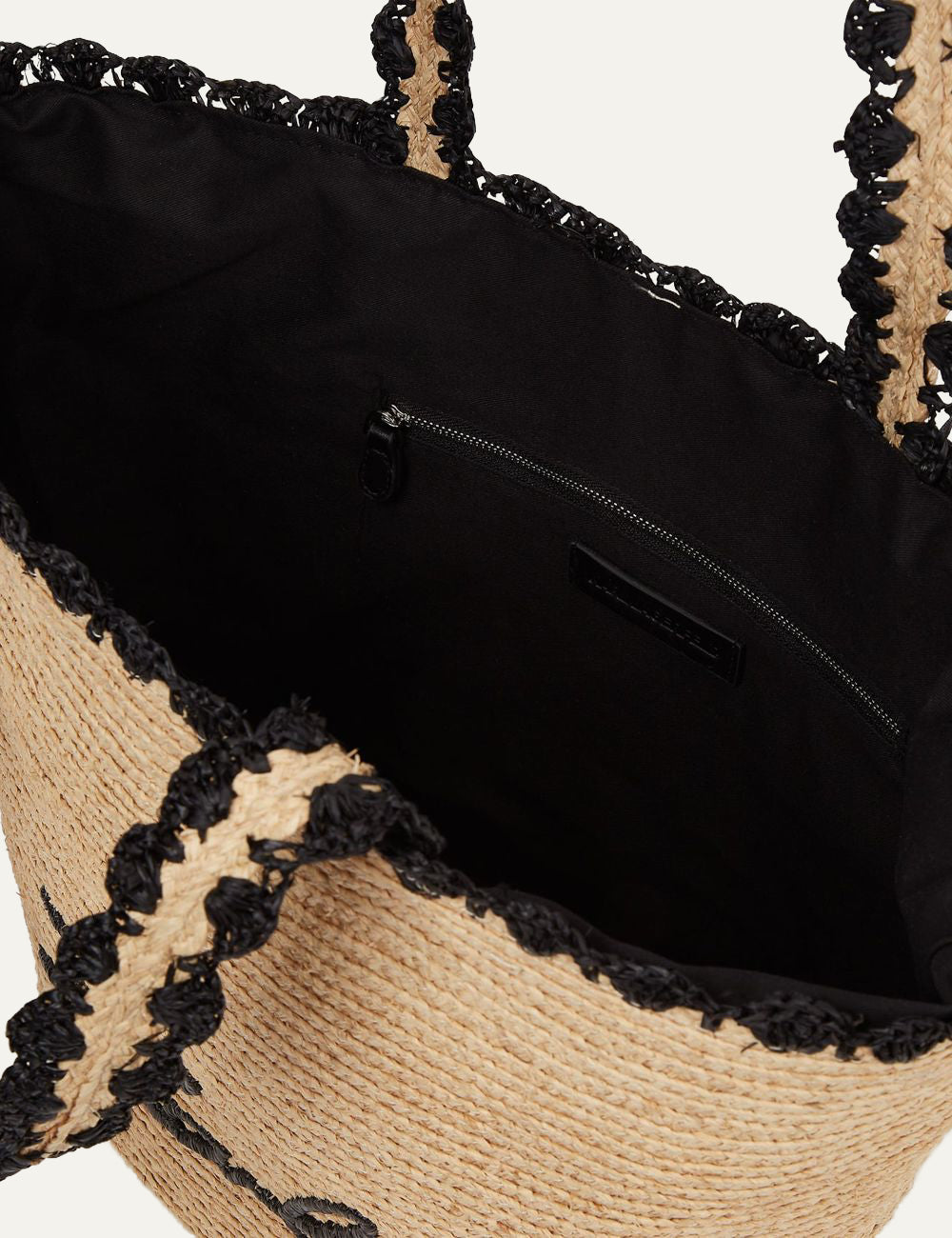 Karl Lagerfeld Straw Tote Natural Inside Zip