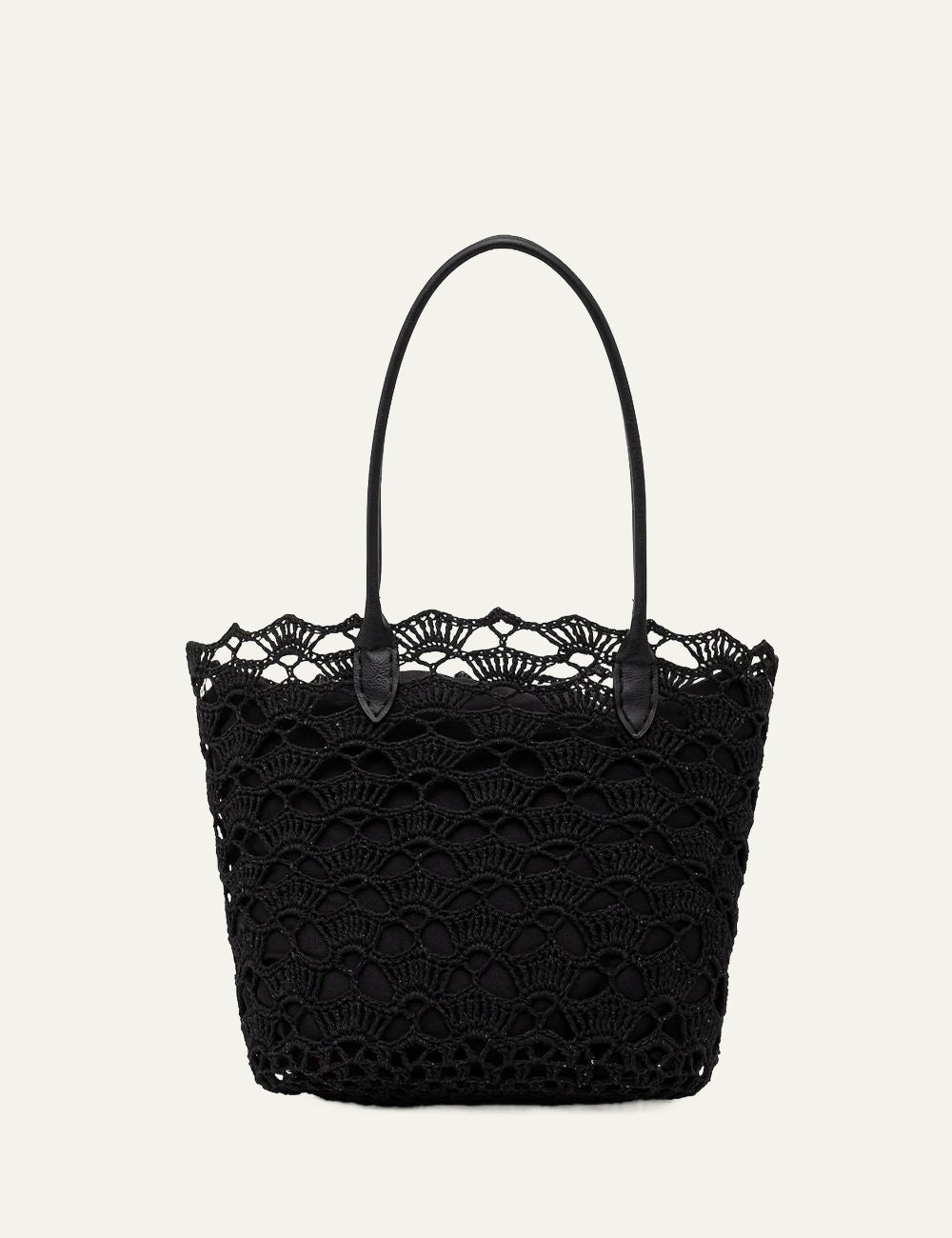 Μαύρη crochet τσάντα Karl Lagerfeld πίσω όψη με πλεκτή υφή