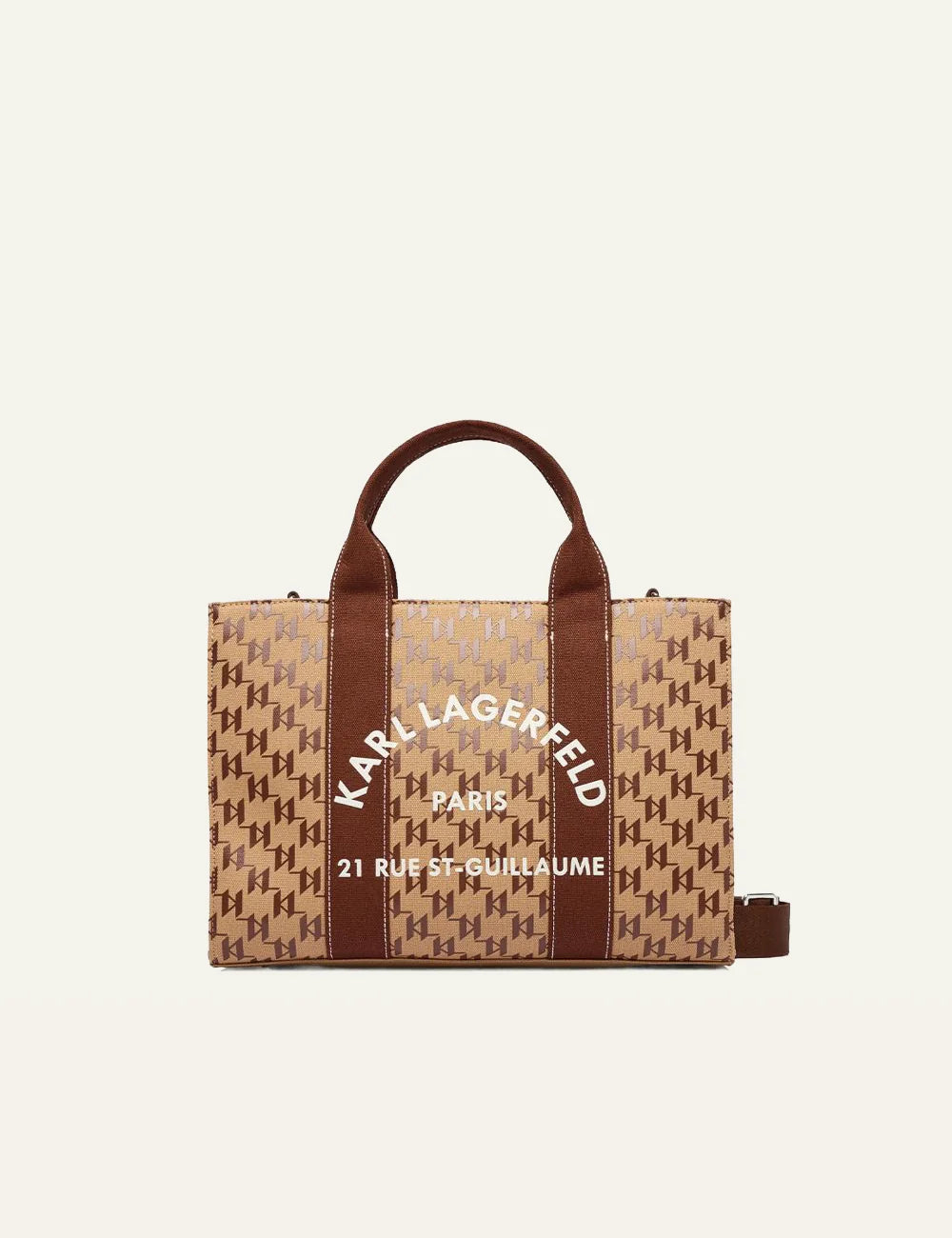 Karl Lagerfeld monogram tote bag σε καφέ αποχρώσεις με top handles