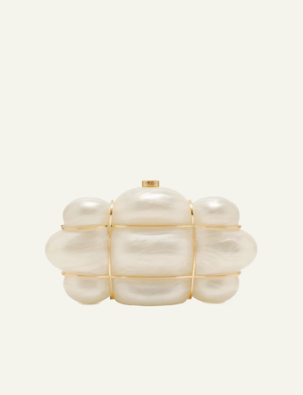 Women's Cult Gaia Bolla ivory acrylic clutch with gold-tone caged metal frame