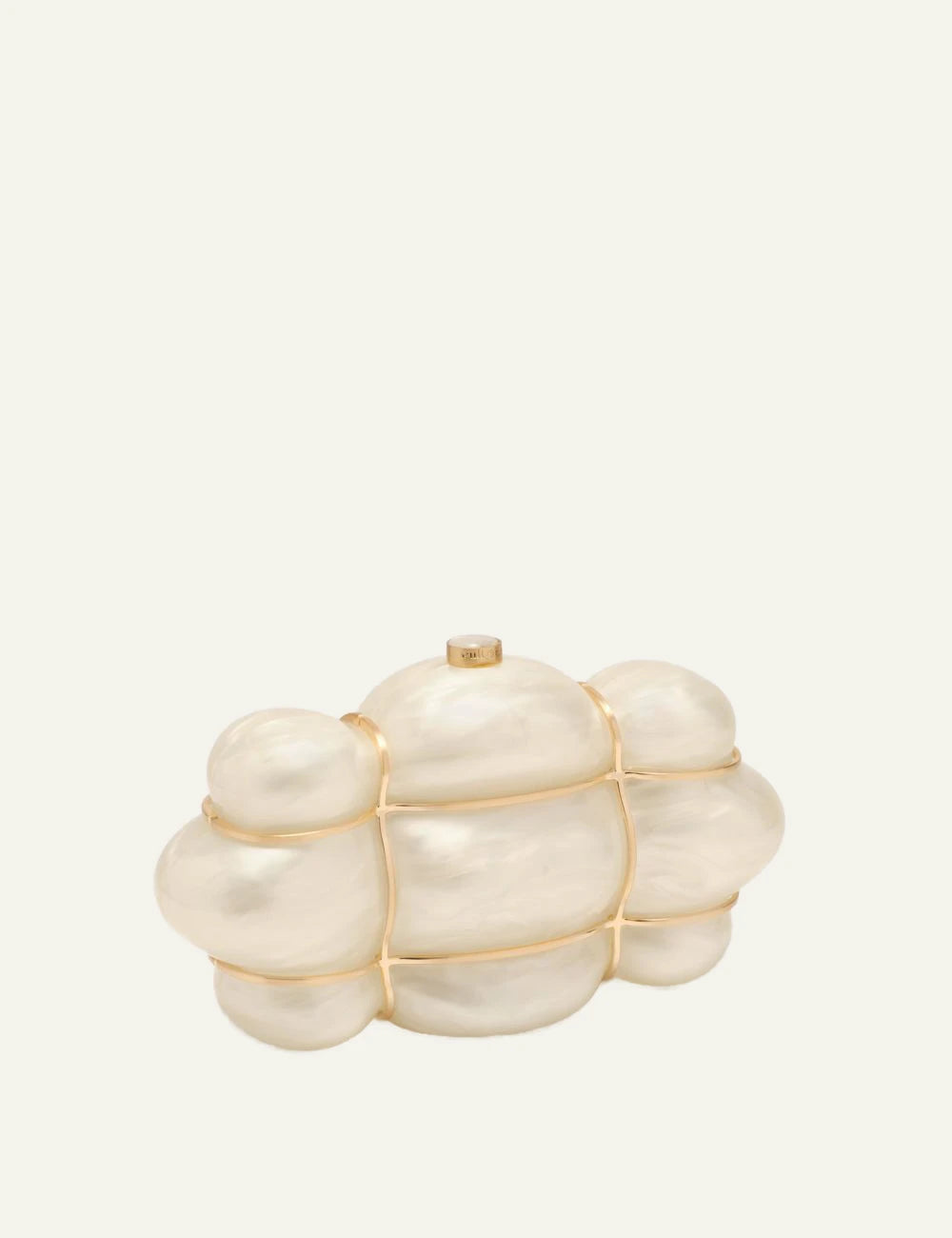 Women's Cult Gaia Bolla ivory acrylic clutch with gold-tone caged metal frame side