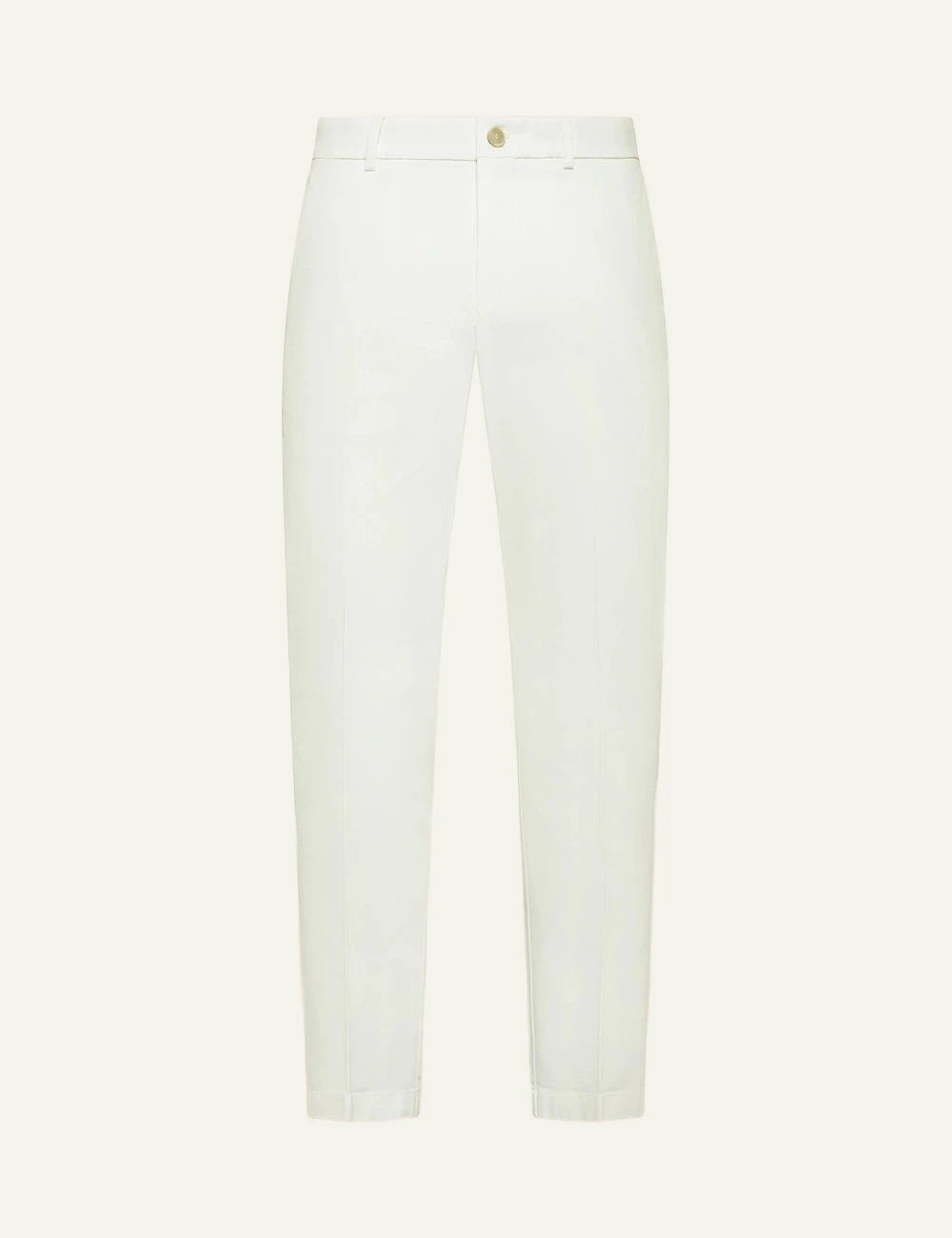 Cruna Brera white slim fit cotton pants front view