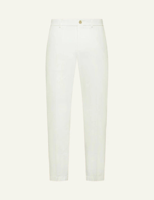 Cruna Brera white slim fit cotton pants front view