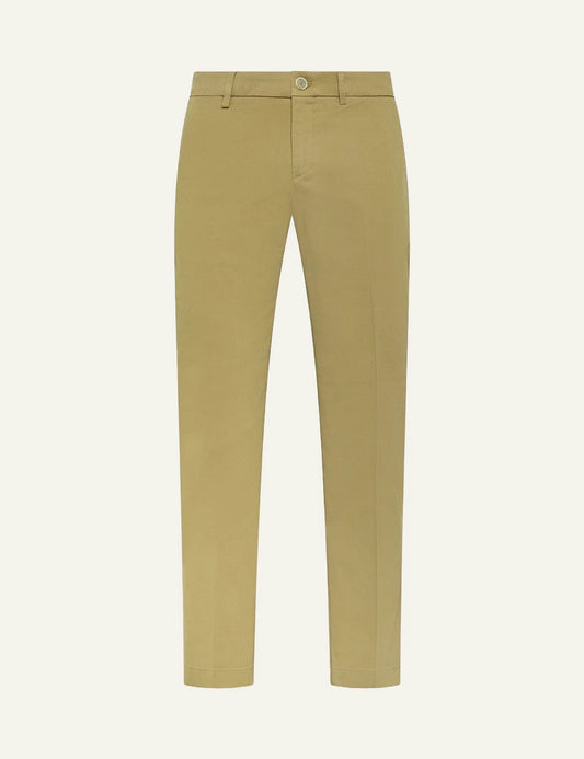 Cruna Brera beige slim fit cotton pants front view
