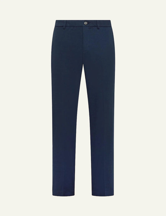 Cruna Brera navy slim fit cotton pants front view