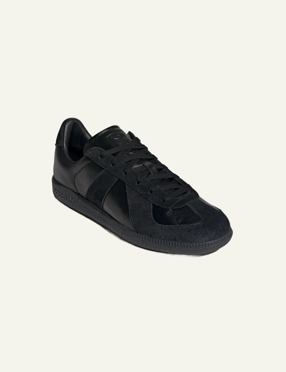 Adidas Originals BW Army men's black leather and suede sneakers front sangle view