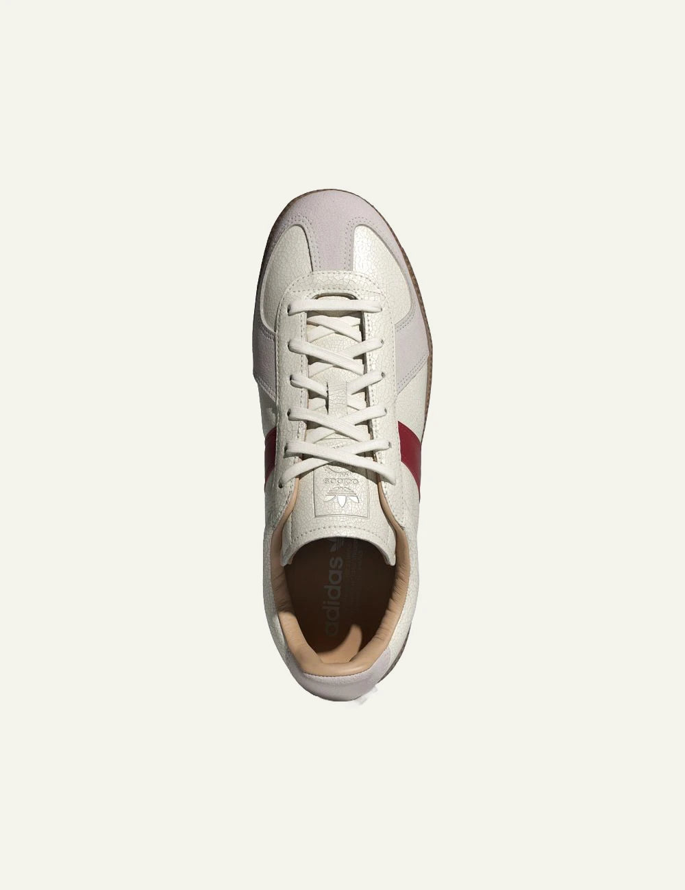 Adidas Originals BW Army white leather sneakers with red stripe and gum sole top