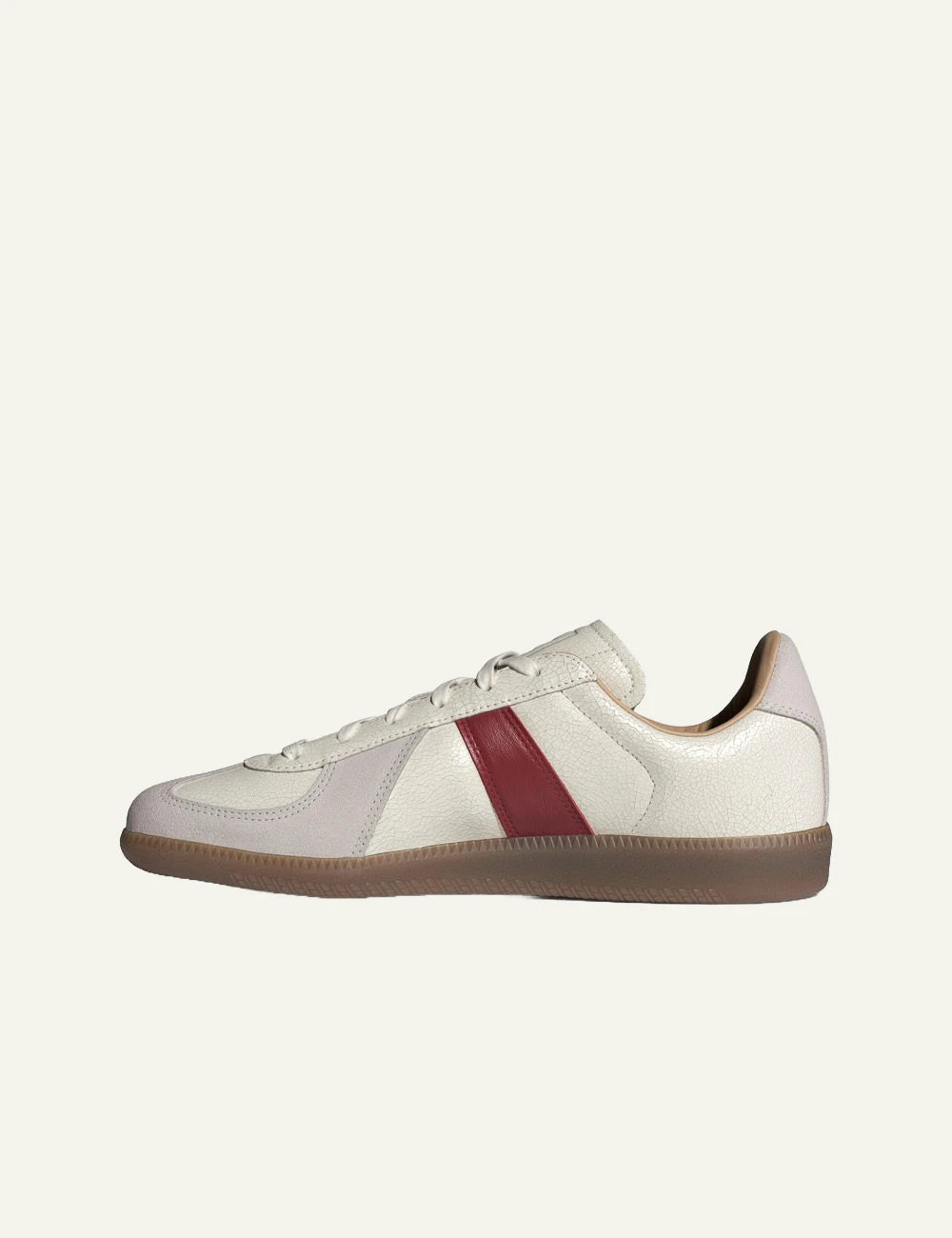 Adidas Originals BW Army white leather sneakers with red stripe and gum sole profile