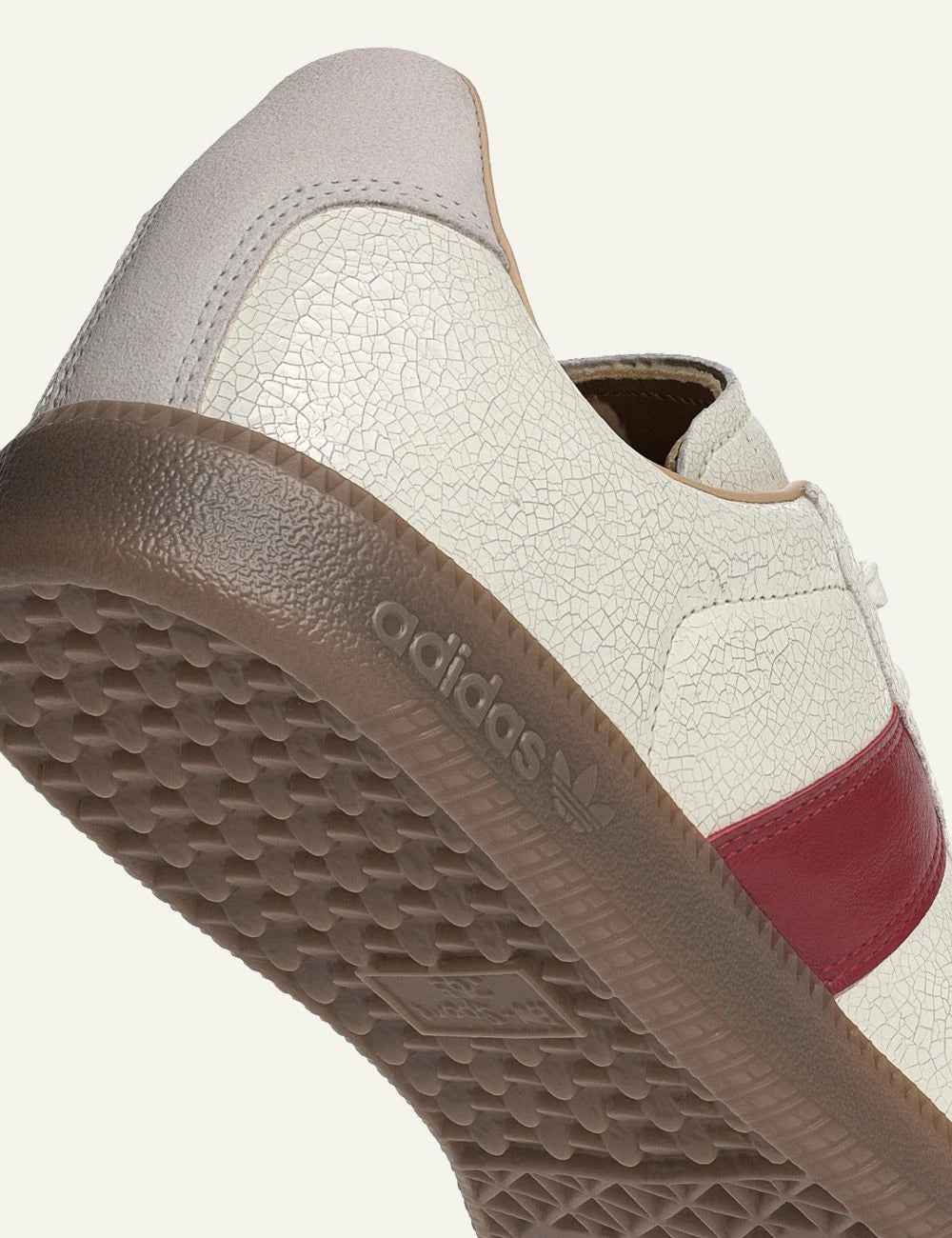 Adidas Originals BW Army white leather sneakers with red stripe and gum sole back