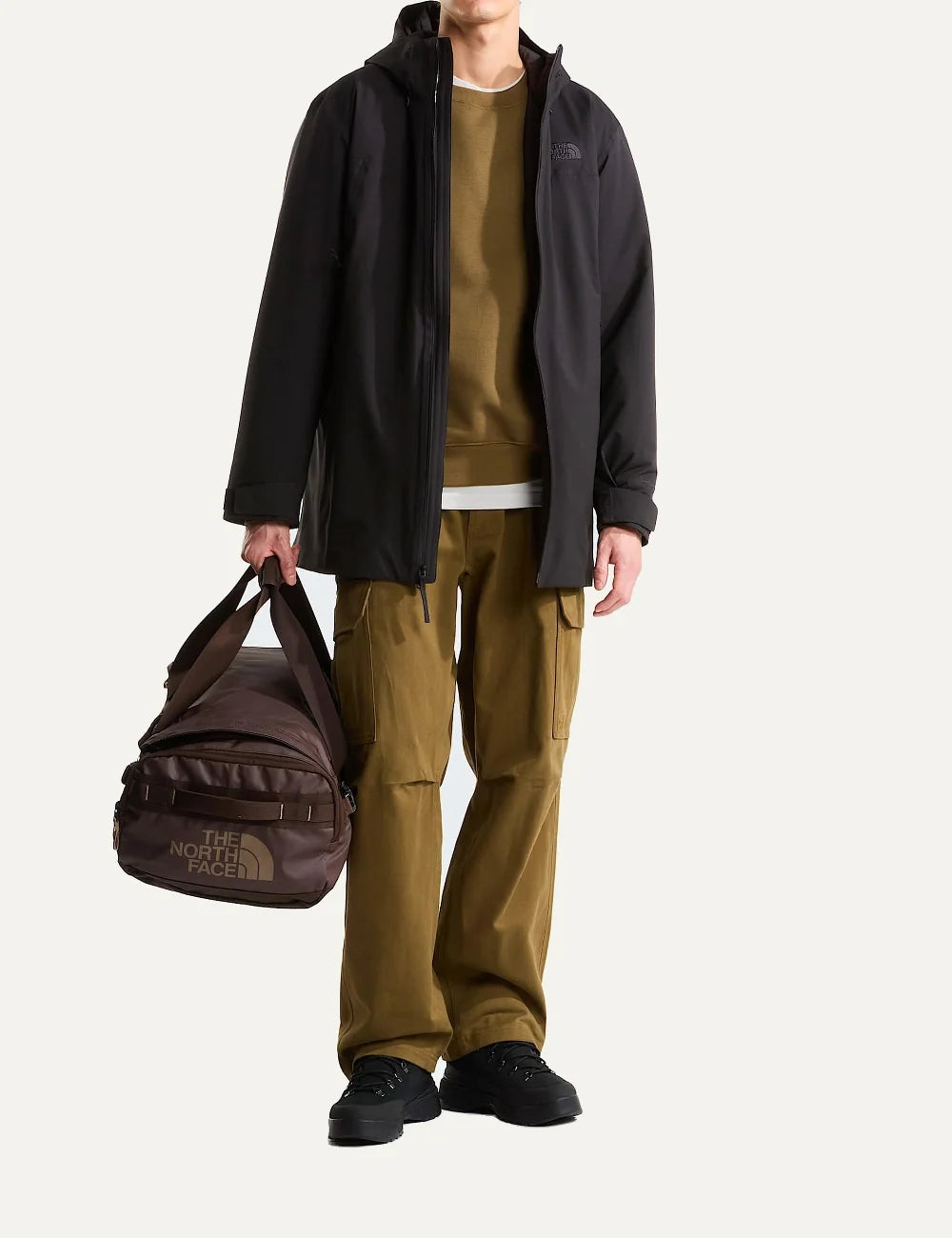The North Face Base Camp Voyager 42L Dark Chestnut Garnet travel duffel bag with backpack straps and 15-inch laptop sleeve full