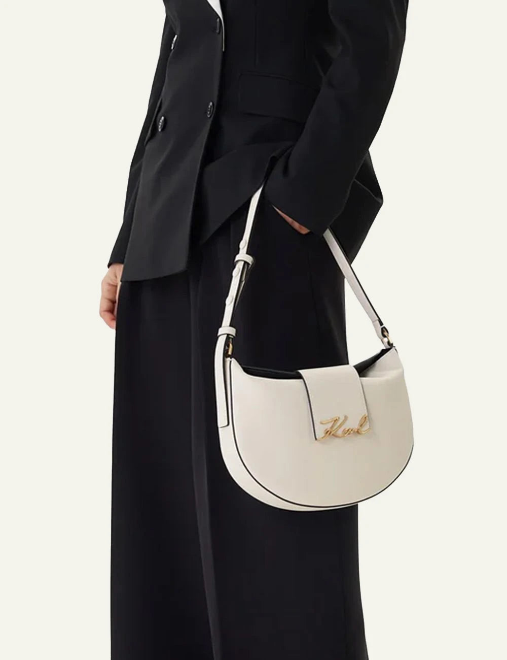 Karl Lagerfeld Shoulder Bag OffWhite On Model