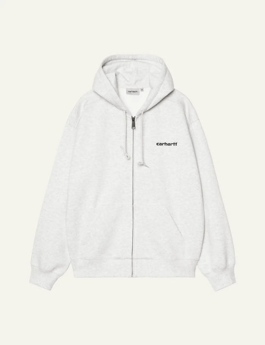 Carhartt WIP Hooded Archive Lines Jacket grey heather – minimal zip-up hoodie with black logo print on chest