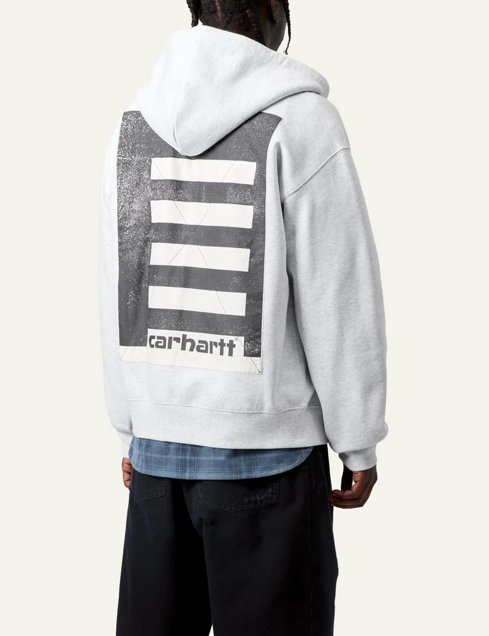 Carhartt WIP Hooded Archive Lines Jacket grey heather – back view with large graphic print and Carhartt branding