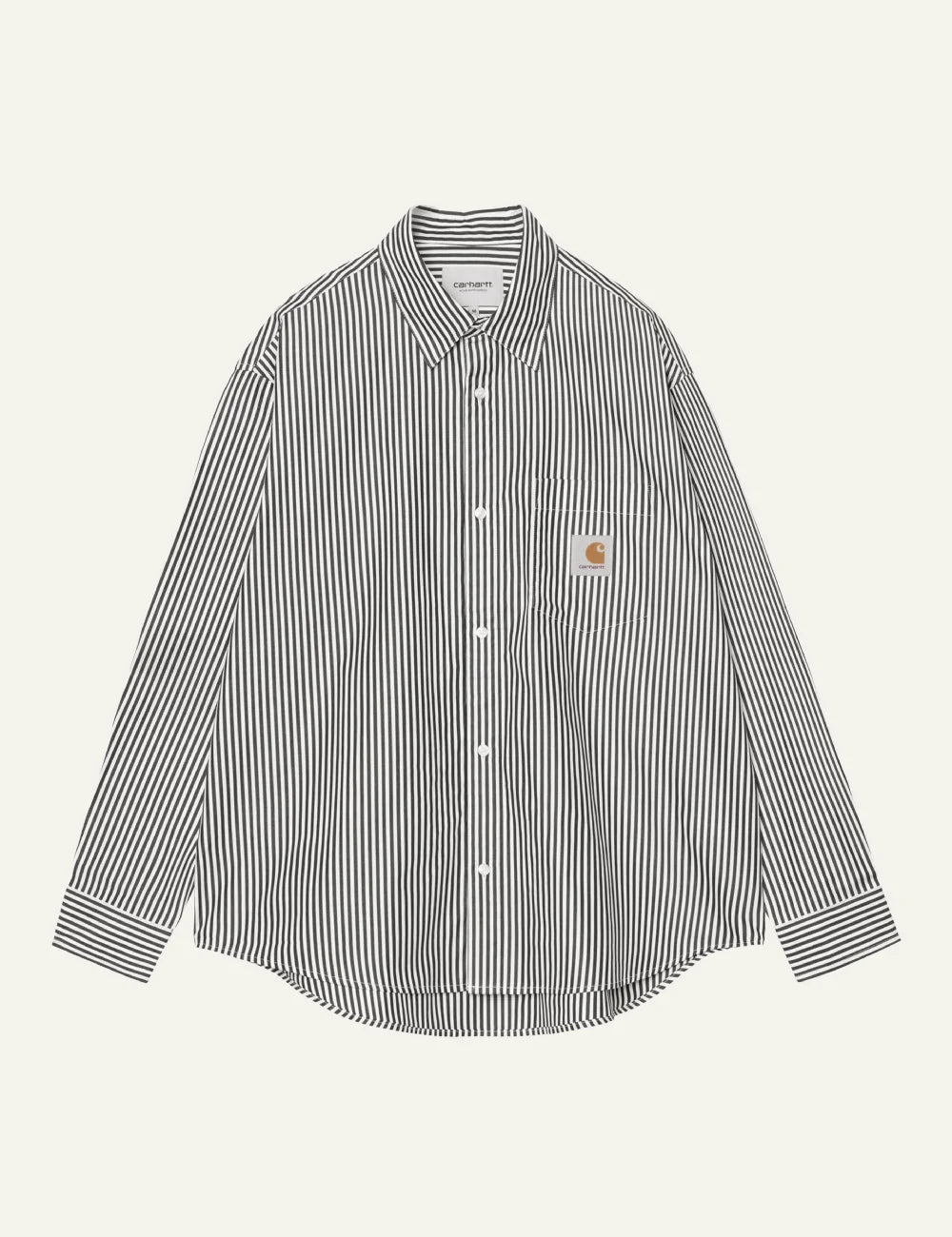 Carhartt WIP L/S Daldry Shirt black/wax striped button-down με chest pocket και Carhartt square label.