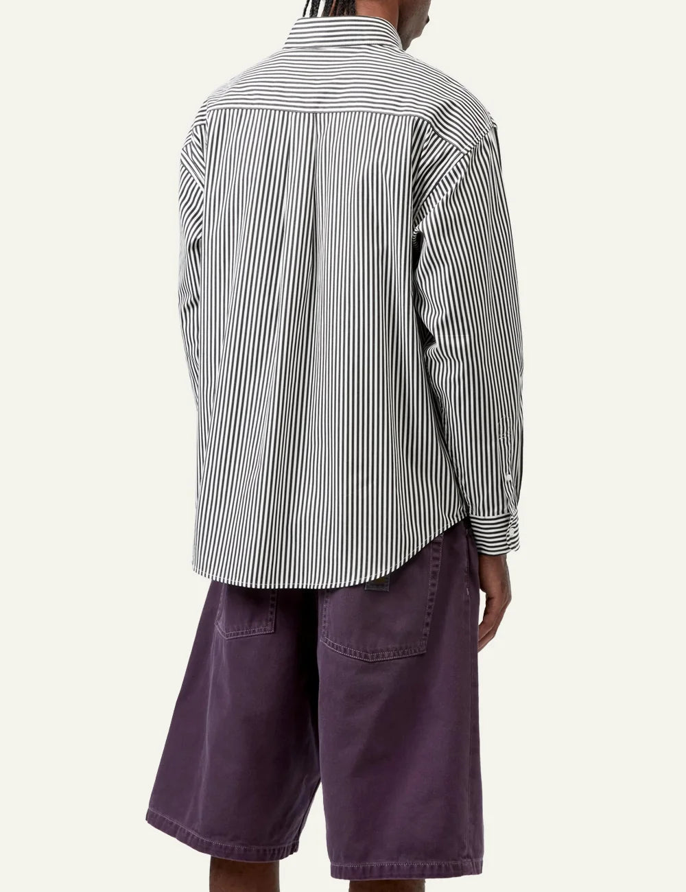 Carhartt WIP L/S Daldry Shirt black/wax stripe – back view, lightweight striped cotton shirt in relaxed fit.
