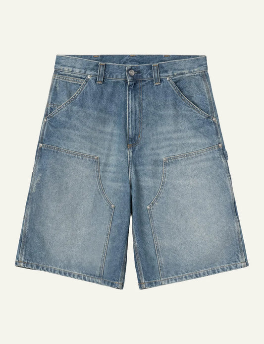 Carhartt WIP OG Aden Double Knee Denim Short σε mid blue wash με large front pockets και workwear stitching.