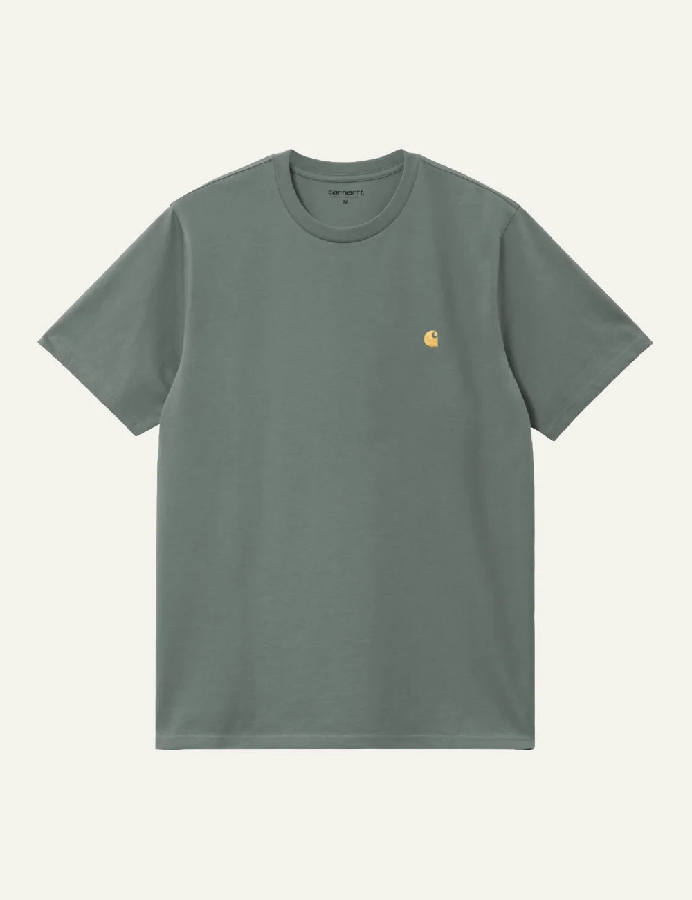 Carhartt WIP S/S Chase T-Shirt σε velvet green απόχρωση, minimal design με small gold logo στο chest – basic cotton tee για καθημερινά outfits.