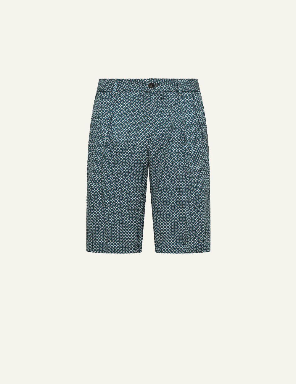 Cruna Clichy petrol patterned bermuda shorts front view