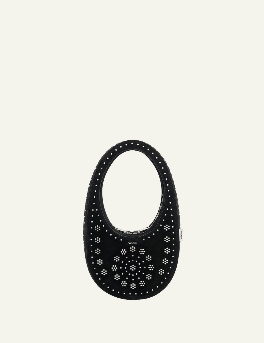 Coperni Mini Swipe Bag Black Suede Strass Front