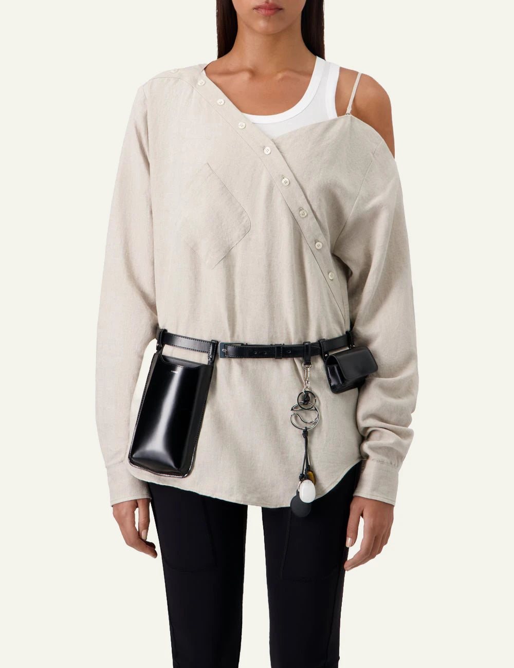 Coperni Case Belt Black Leather Modular On Model