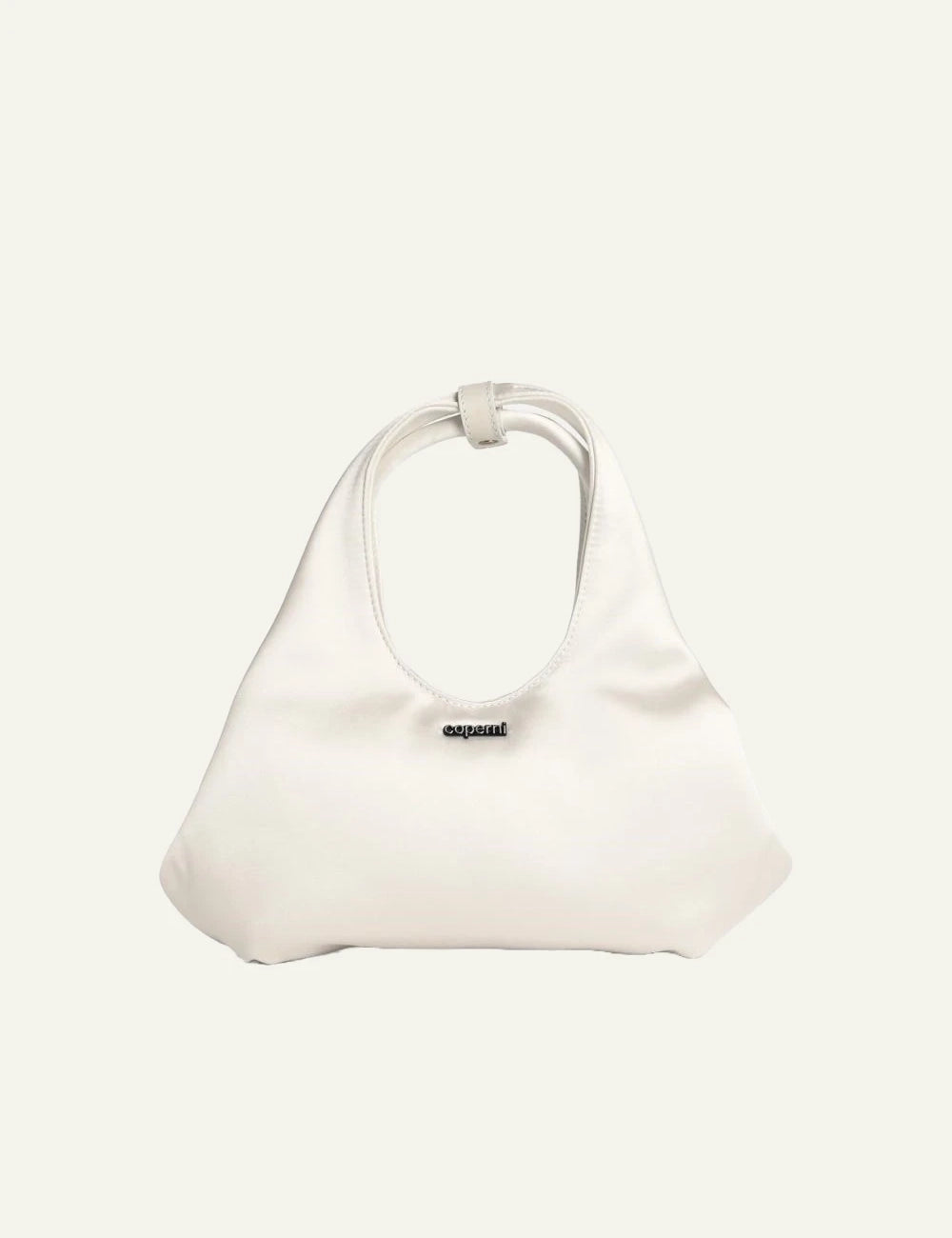 Gynaikeia Coperni white shoulder bag front view with logo