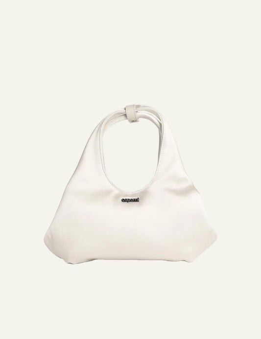 Gynaikeia Coperni white shoulder bag front view with logo