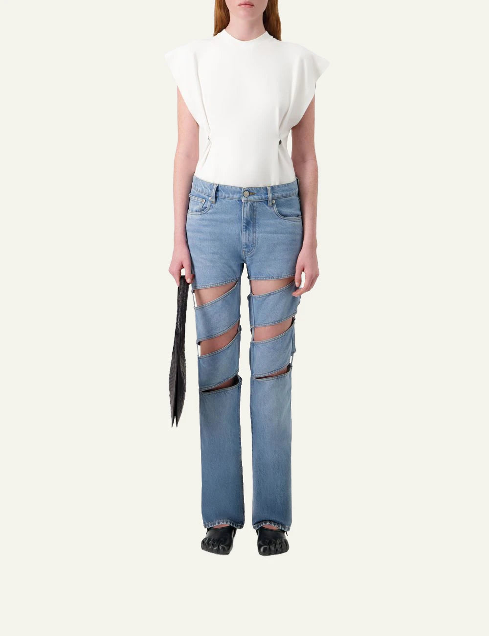 Coperni Spiral Cut-Out Jeans Light Blue Fullbody