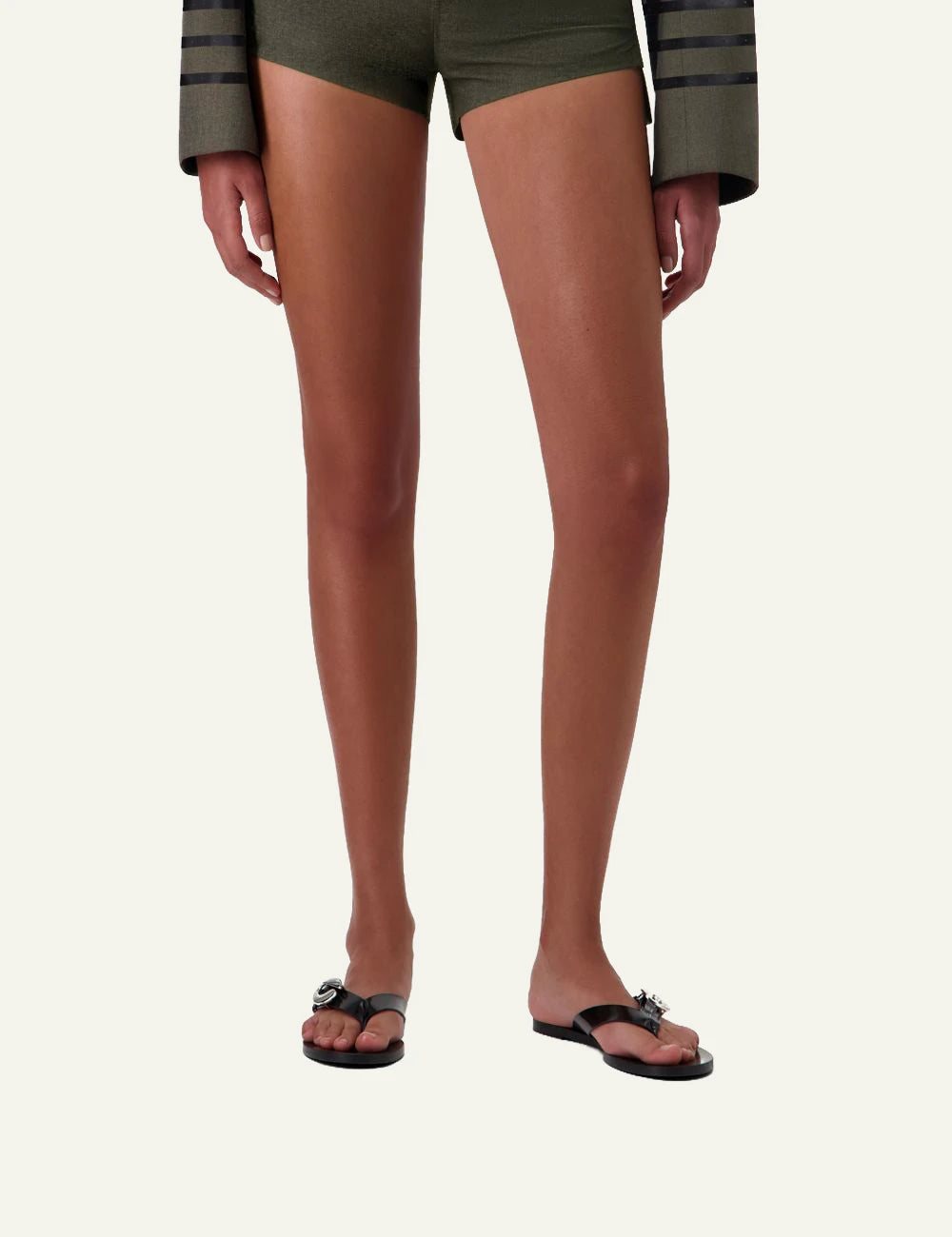 Coperni C Logo Flip Flops Black On Feet Front