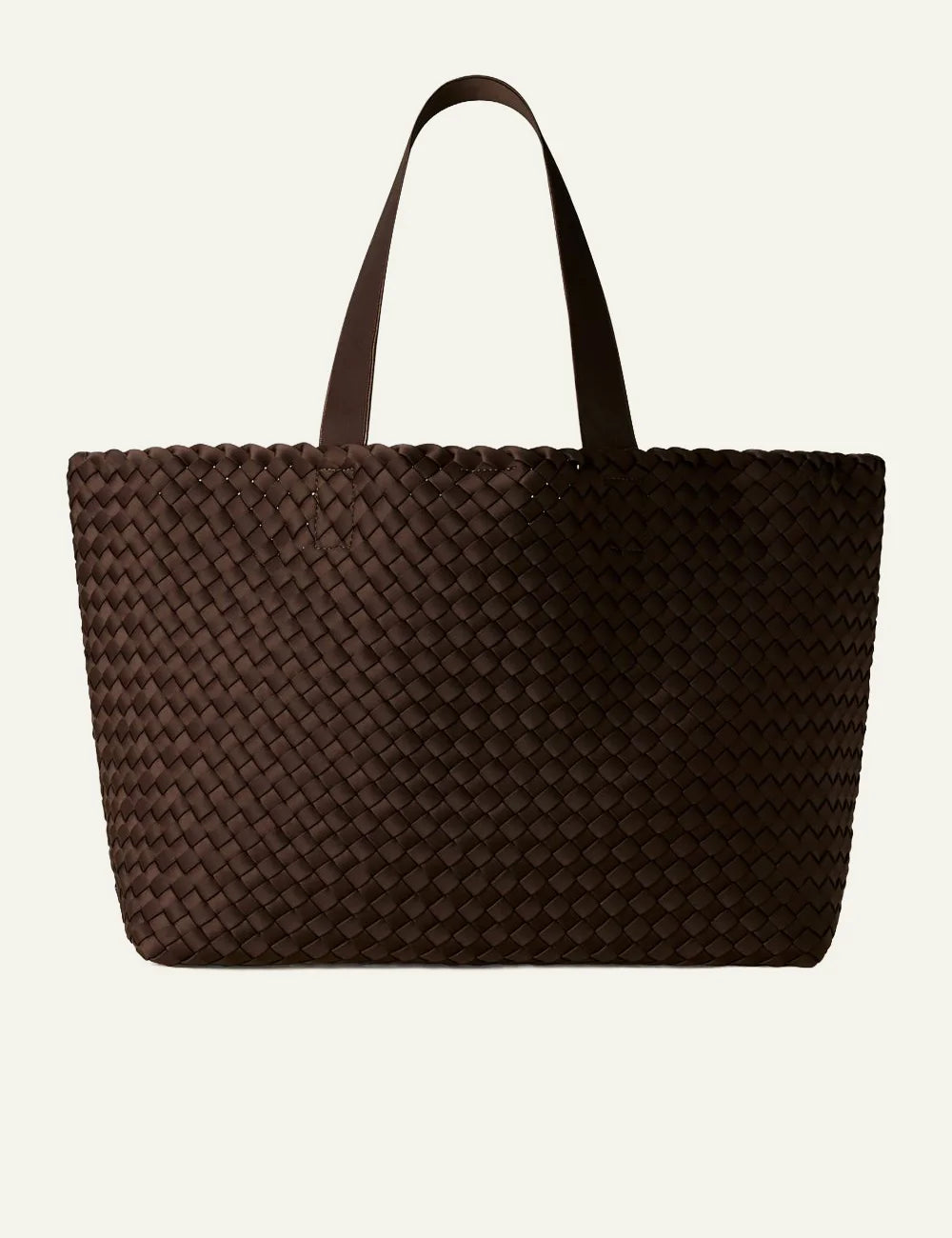 Γυναικεία Naghedi Como Large Tote Chocolate handwoven neoprene tote bag front view