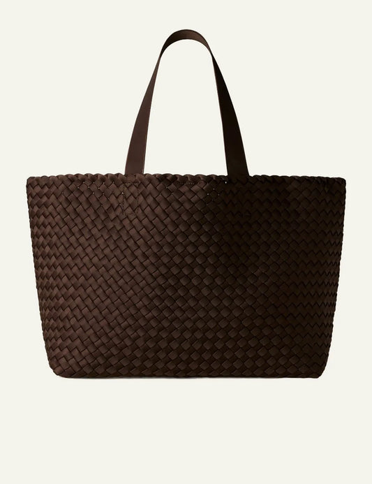 Γυναικεία Naghedi Como Large Tote Chocolate handwoven neoprene tote bag front view