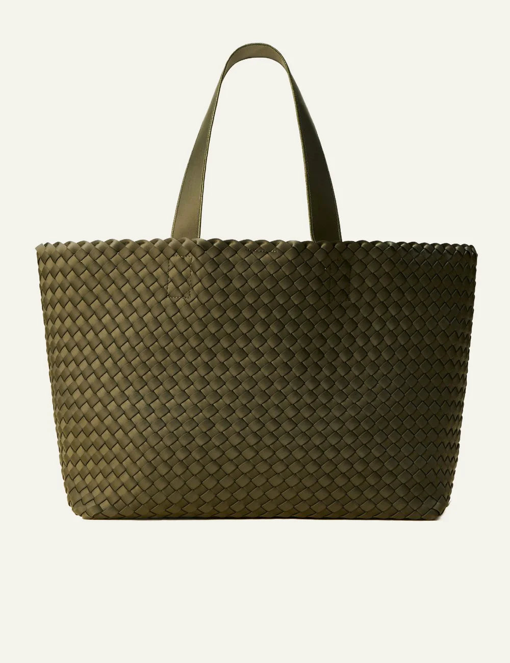 Γυναικεία Naghedi Como Large Tote Olive handwoven neoprene tote bag front view