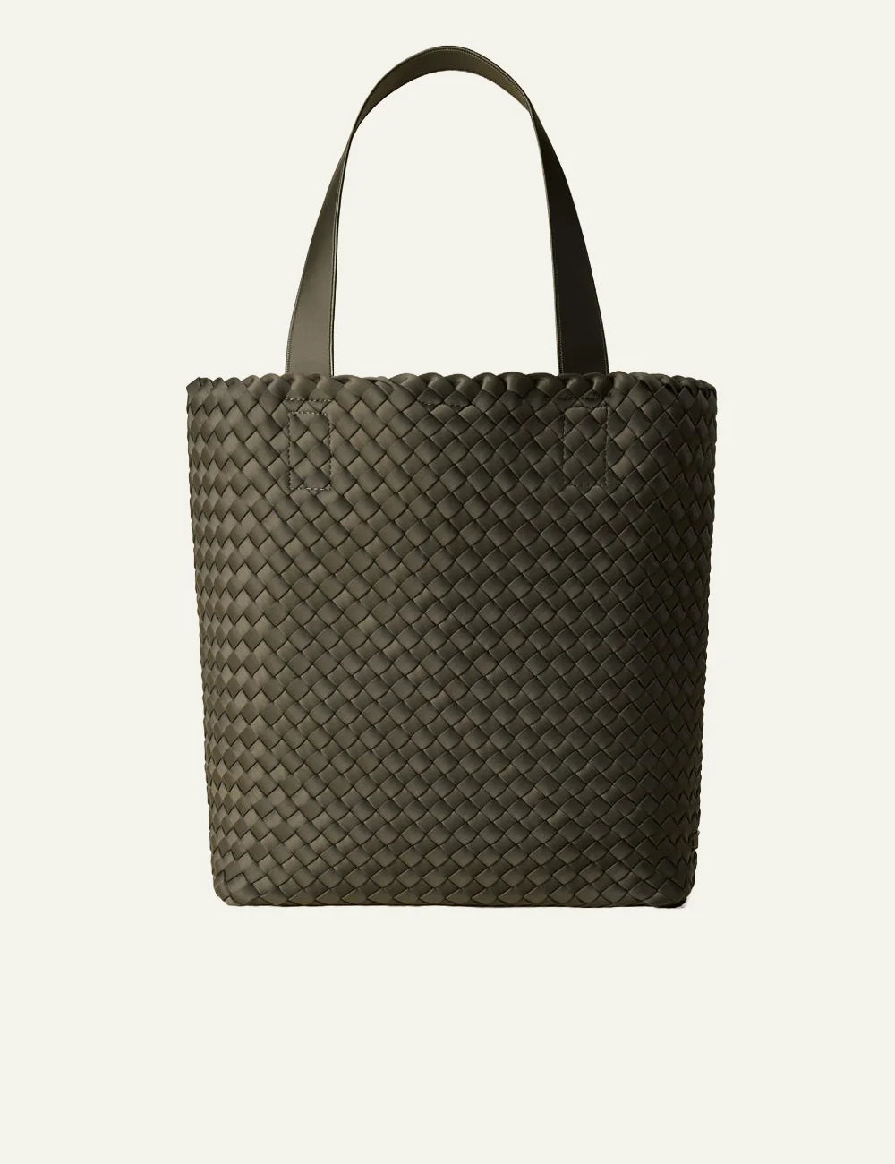 Olive woven neoprene shopper tote bag front view, minimal design Como Shopper Tote Solid