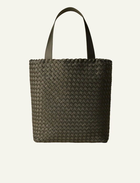Olive woven neoprene shopper tote bag front view, minimal design Como Shopper Tote Solid