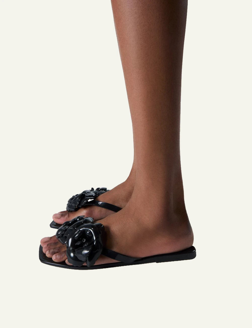 Coperni Jelly Flower Sandals Black On Feet