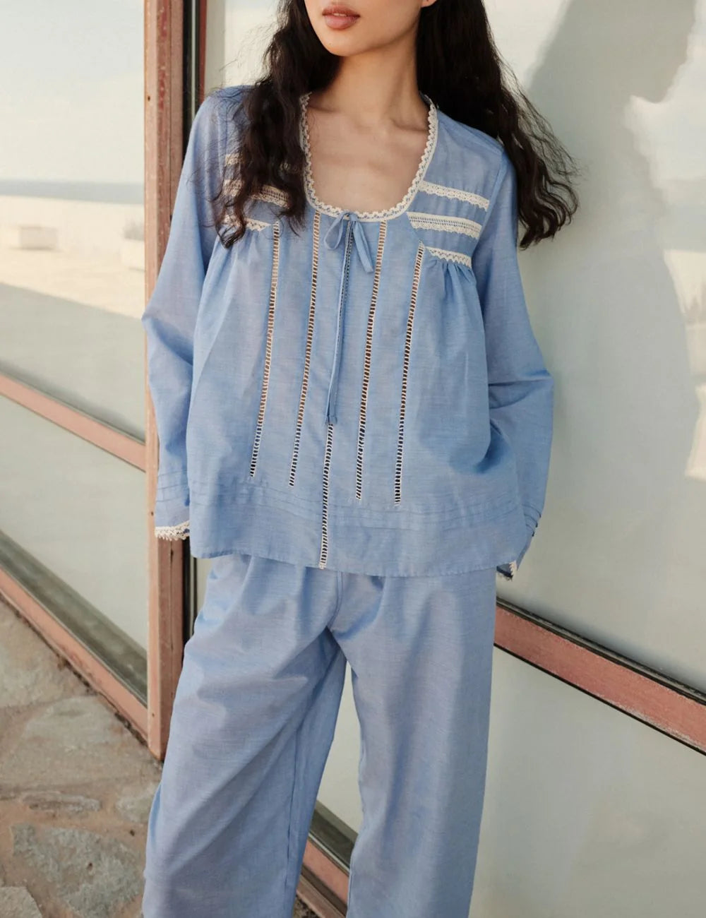 Devotion Tranquil pants light blue relaxed fit cotton summer look