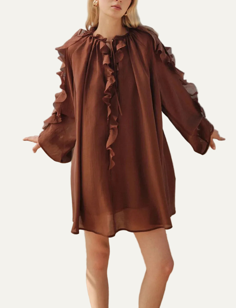 Devotion_Cashmere_Dress_Mini_Brown_Front_Full