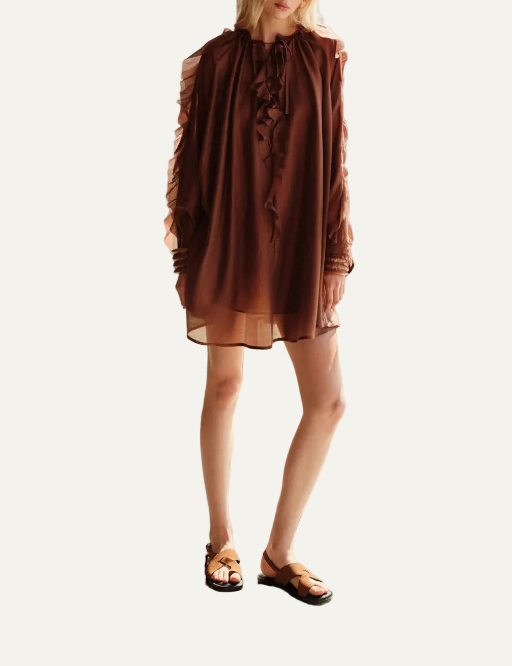 Devotion_Cashmere_Dress_Mini_Brown_Indoor_Full