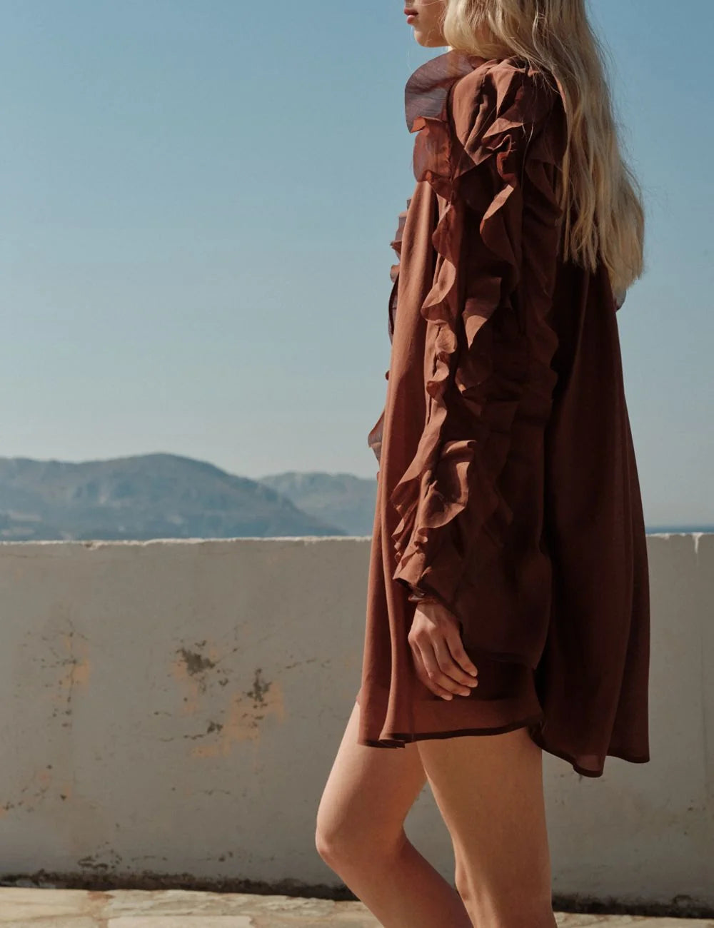 Devotion Cashmere Dress mini brown side silhouette