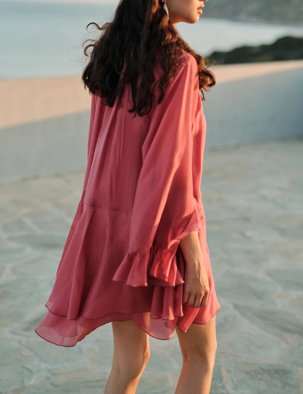 Devotion Sheen Dress mini rosewine back view