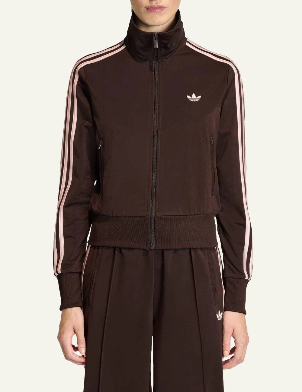 Adidas Originals KC6572 Firebird track top aurora coffee sandy pink front model view