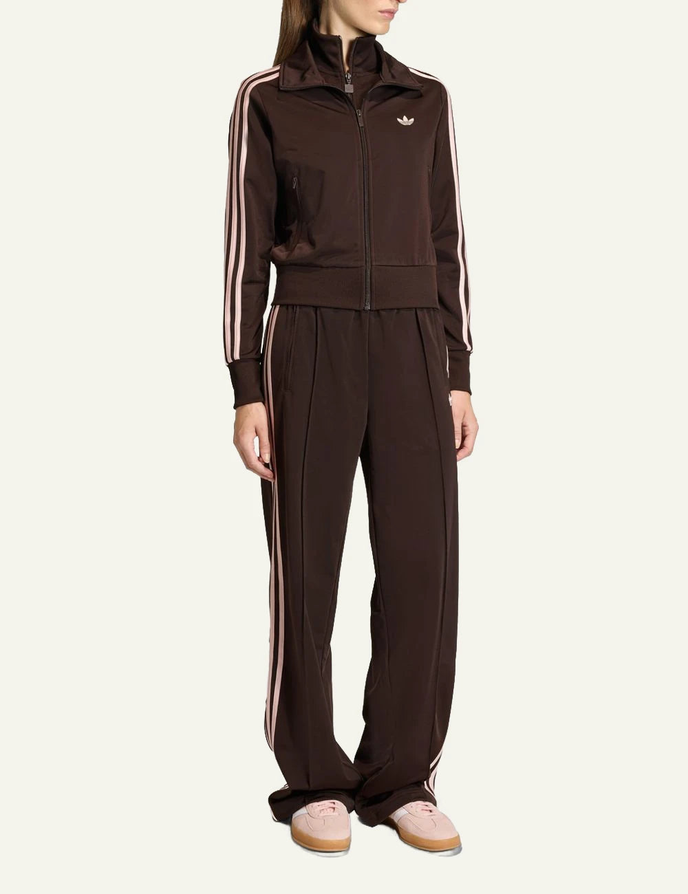 Adidas Originals KC6572 Firebird track top aurora coffee sandy pink front full body view