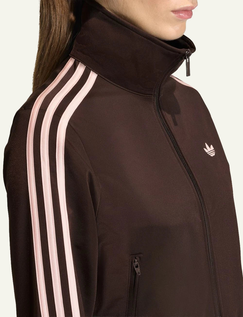 Adidas Originals KC6572 Firebird track top aurora coffee sandy pink side detail view